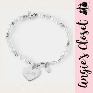 Sterling Silver Pearl and Crystal First Communion Bracelet